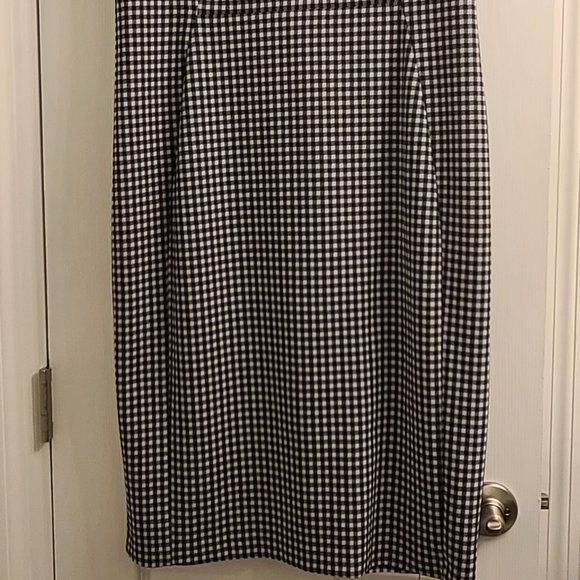 Calvin Klein Black and White Checkered Midi Dress - Picture 2 of 5